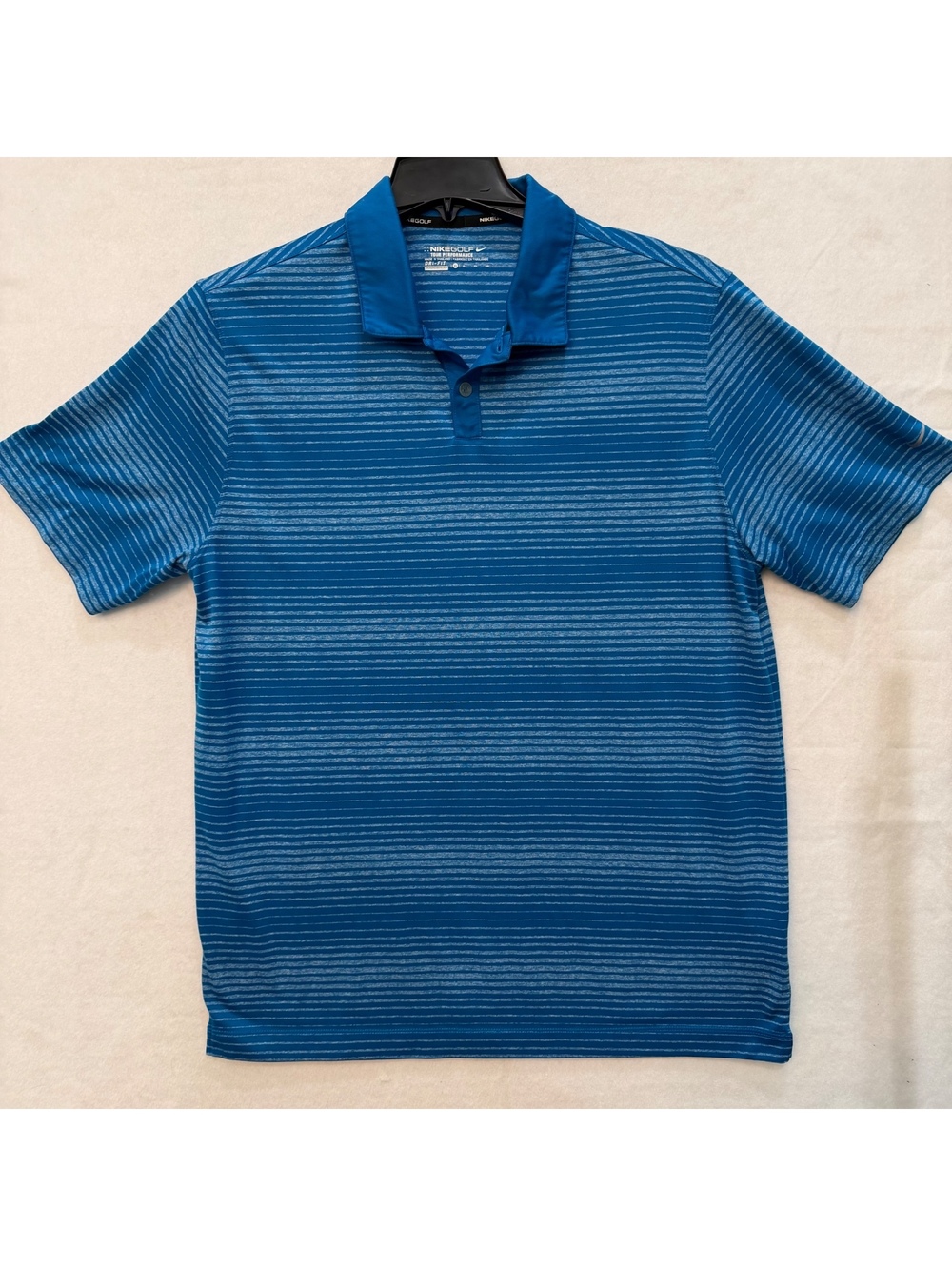 Nike Golf Tour Performance Men's XL Dri-Fit Blue Stripe Short Sleeve Polo Shirt